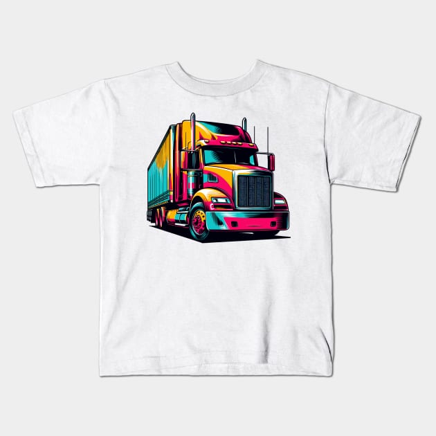 Semi Truck Kids T-Shirt by Vehicles-Art